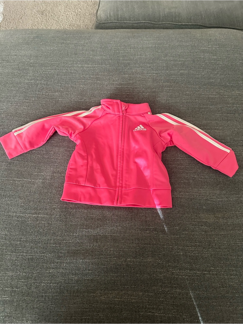 adidas Kids Hot Pink Rashguard Jacket with White Stripes